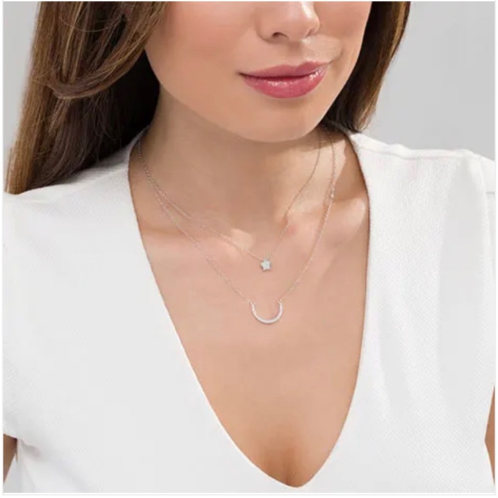 Sexy Diamond moon and star 16 & 18 inch layered necklace